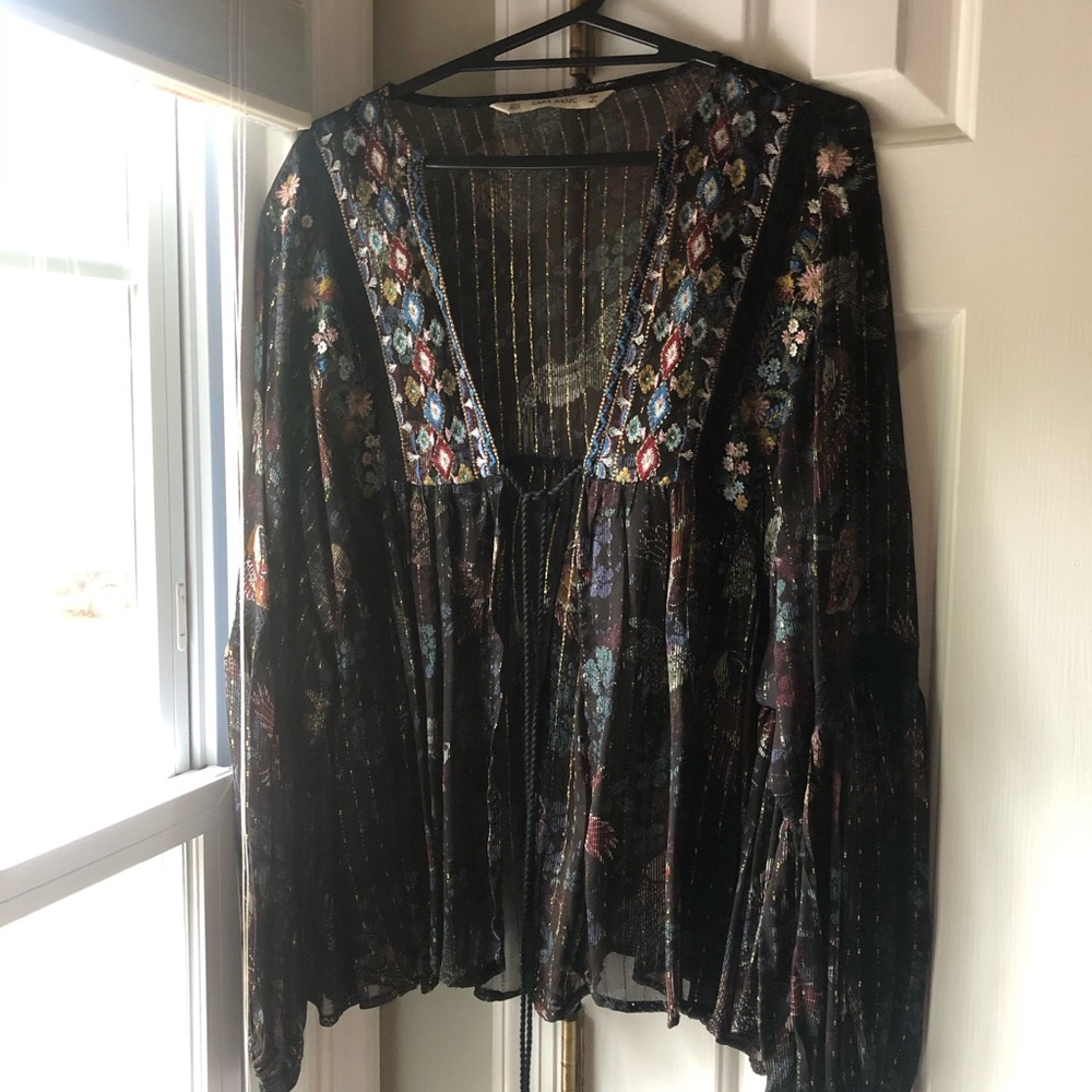Zara embroidered blouse